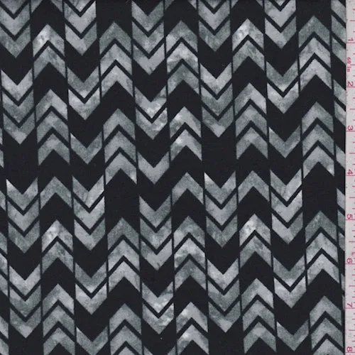 2 3/4 YD PC-Black/Jade Chevron Stripe Double Brushed Jersey Knit Fabric