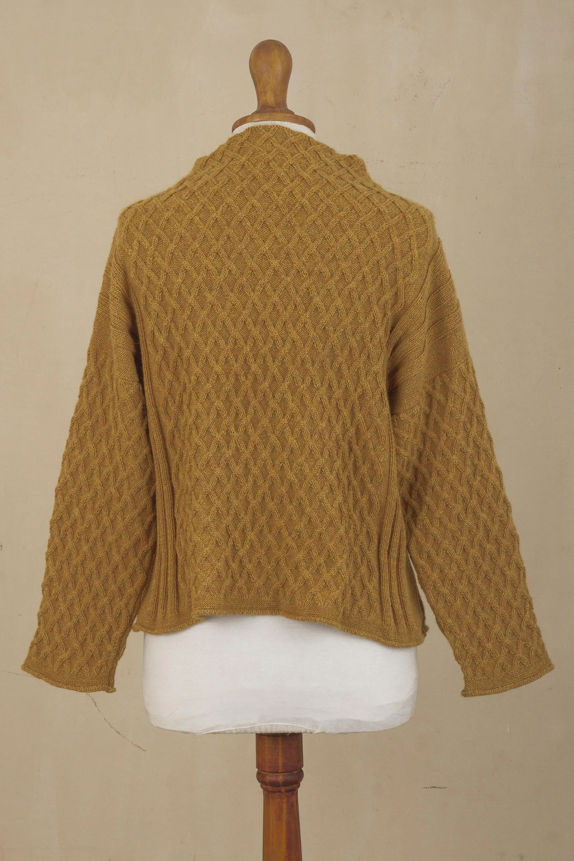 Antique Gold Trellis Women's Antique Gold 100% Alpaca Sweater