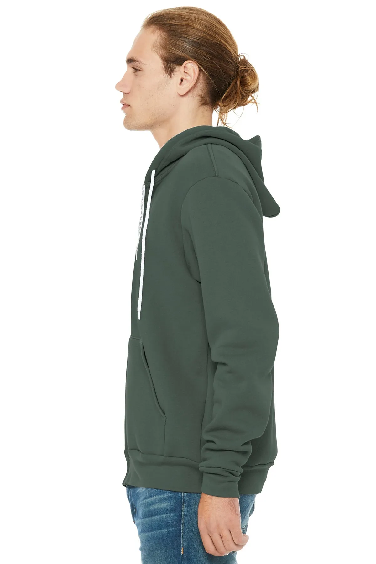 Bella Canvas Unisex Fleece Full-Zip Hoodie, Military Green