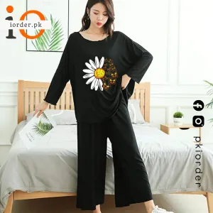 Black Daisy Loose Style Loungewear