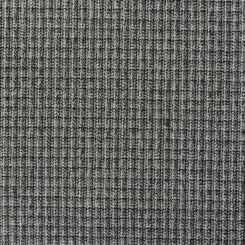 Black-Gray Mini Plaid Stretch Poly Blend Suiting Woven Fabric