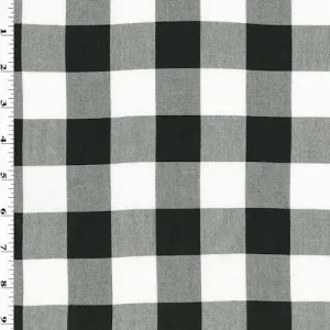 Black/White Checkered Plaid Flannelette Fabric