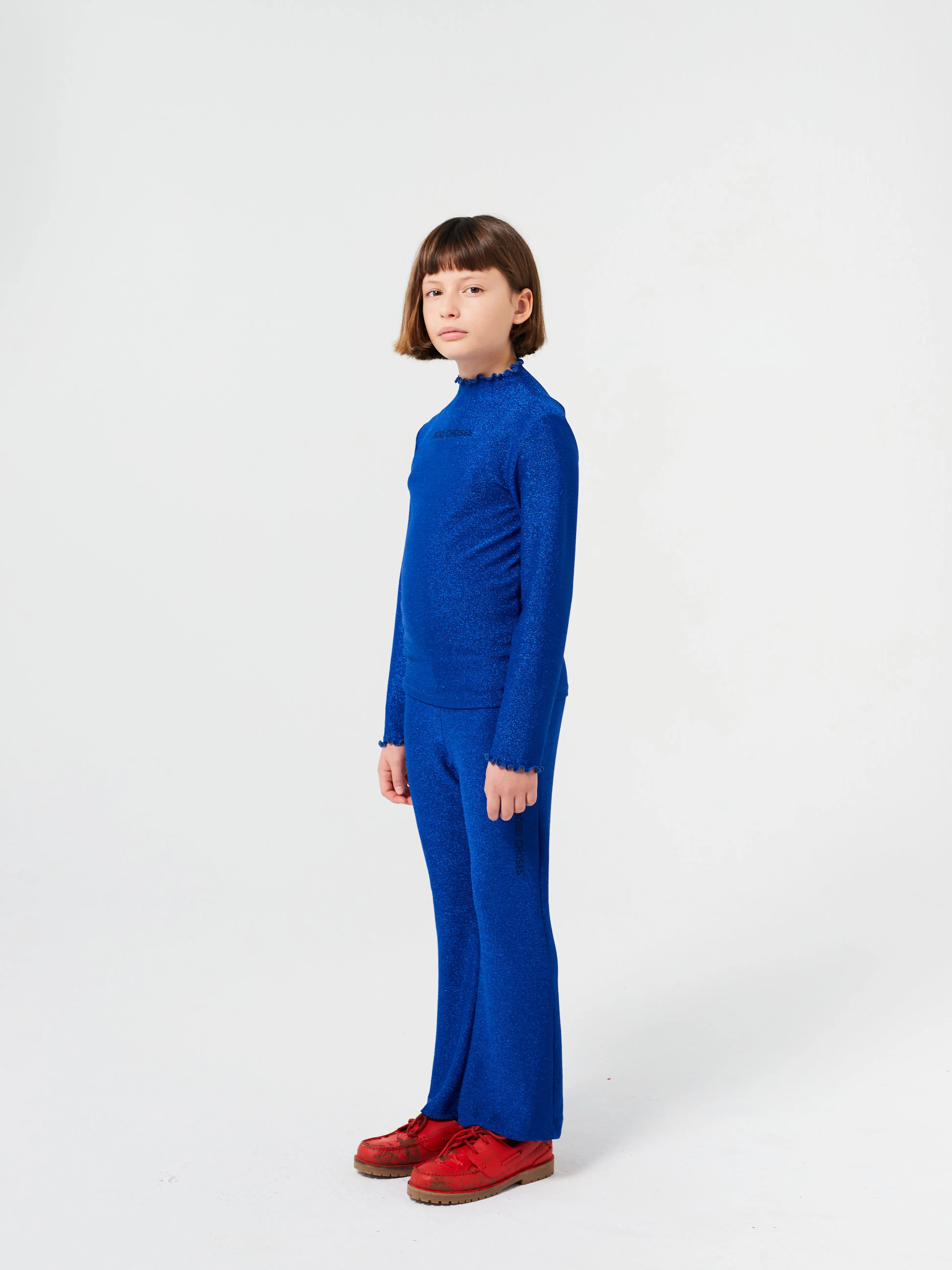 Bobo Choses Blue Glitter Turtle Neck T-shirt