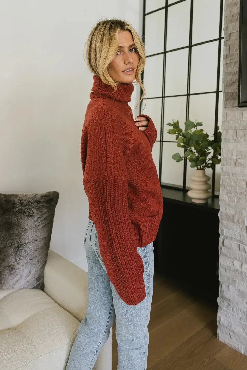 Catherine Turtleneck Sweater in Brick - FINAL SALE