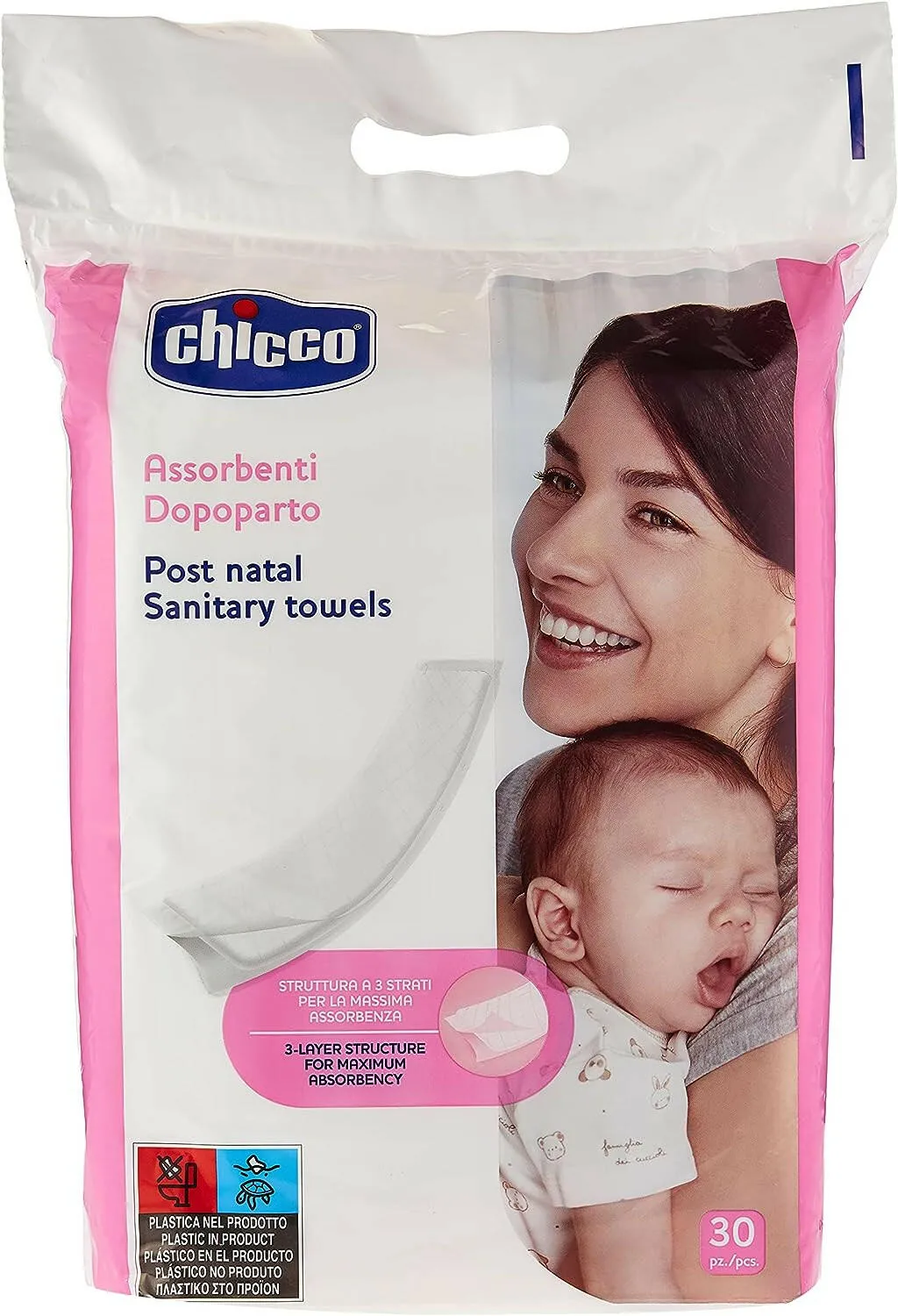 Chicco Postpartum 3 Layers Sanitary Towels - 30 Pcs