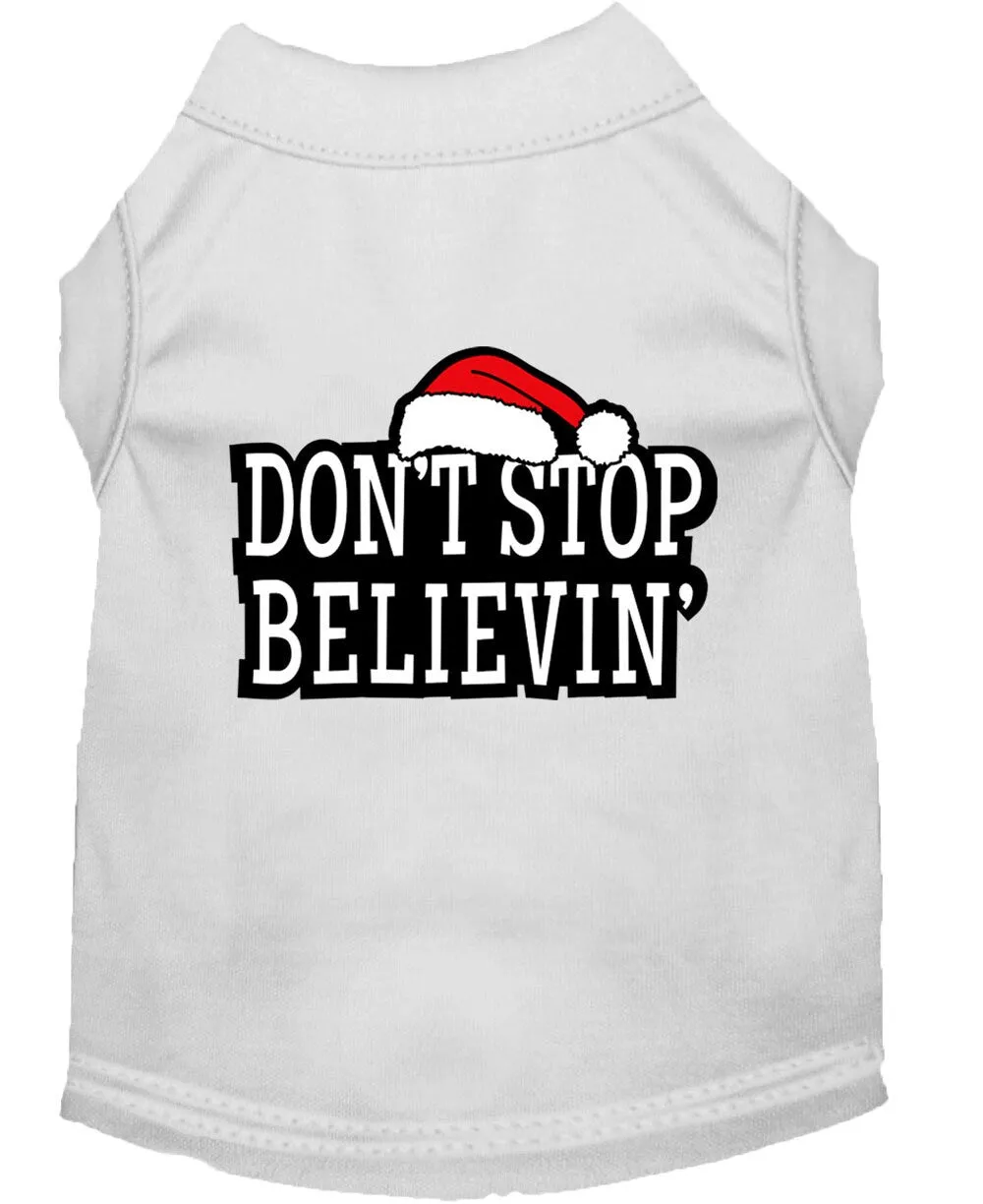 Christmas Screenprinted Dog Shirt, "Don't Stop Believin"