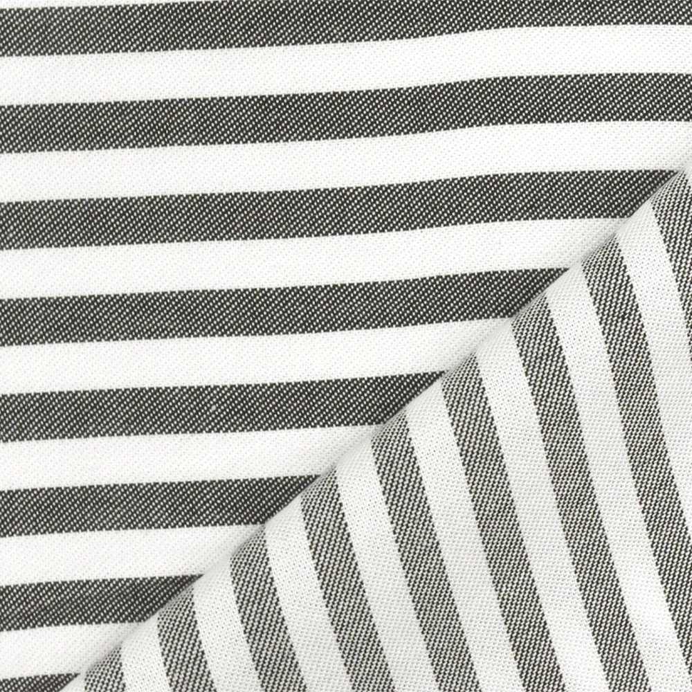 Classic Black-White Famous Designer Stripe Rayon Twill Woven Fabric