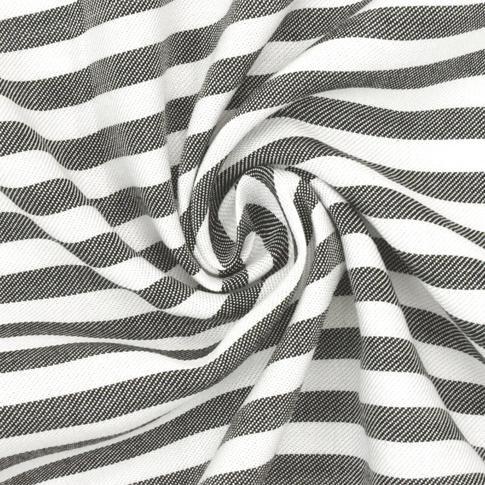 Classic Black-White Famous Designer Stripe Rayon Twill Woven Fabric