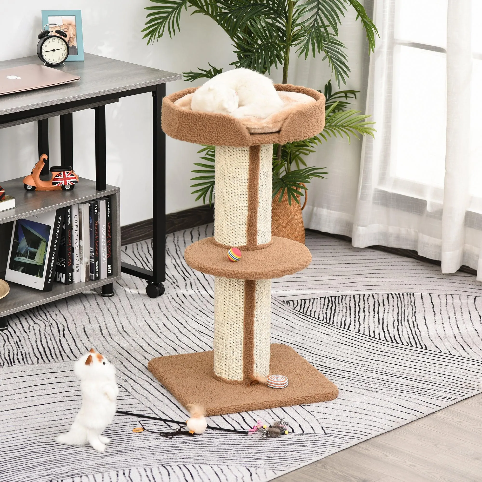 Comfortable Cat Tree Tower 91cm - Light Brown