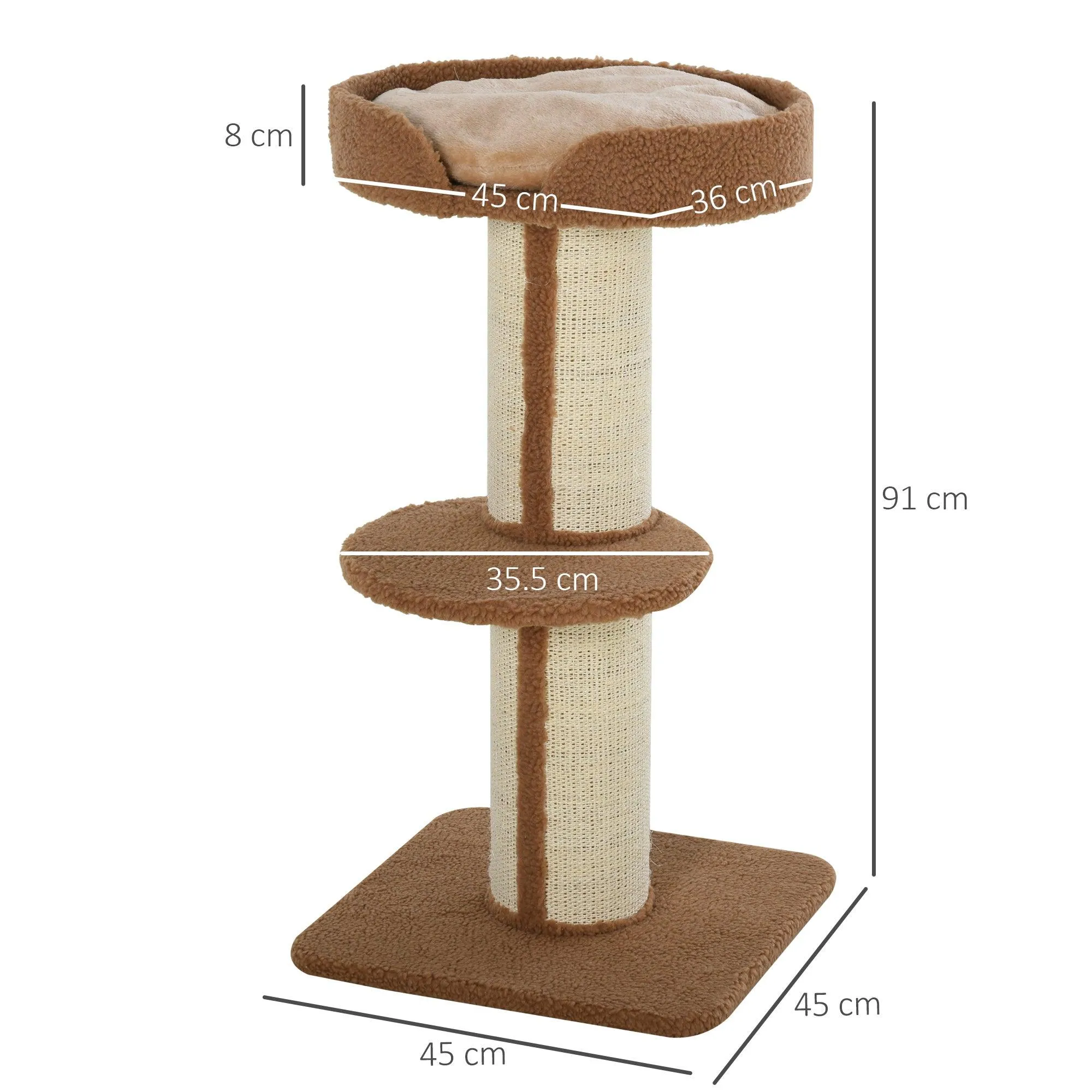 Comfortable Cat Tree Tower 91cm - Light Brown