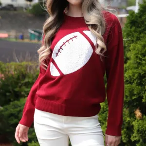 Crimson Sequin Football Pullover