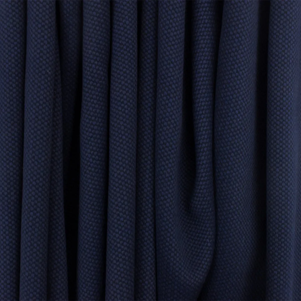 Deep Navy-Black Dobby-Like Stretch Polyester Double Knit Fabric