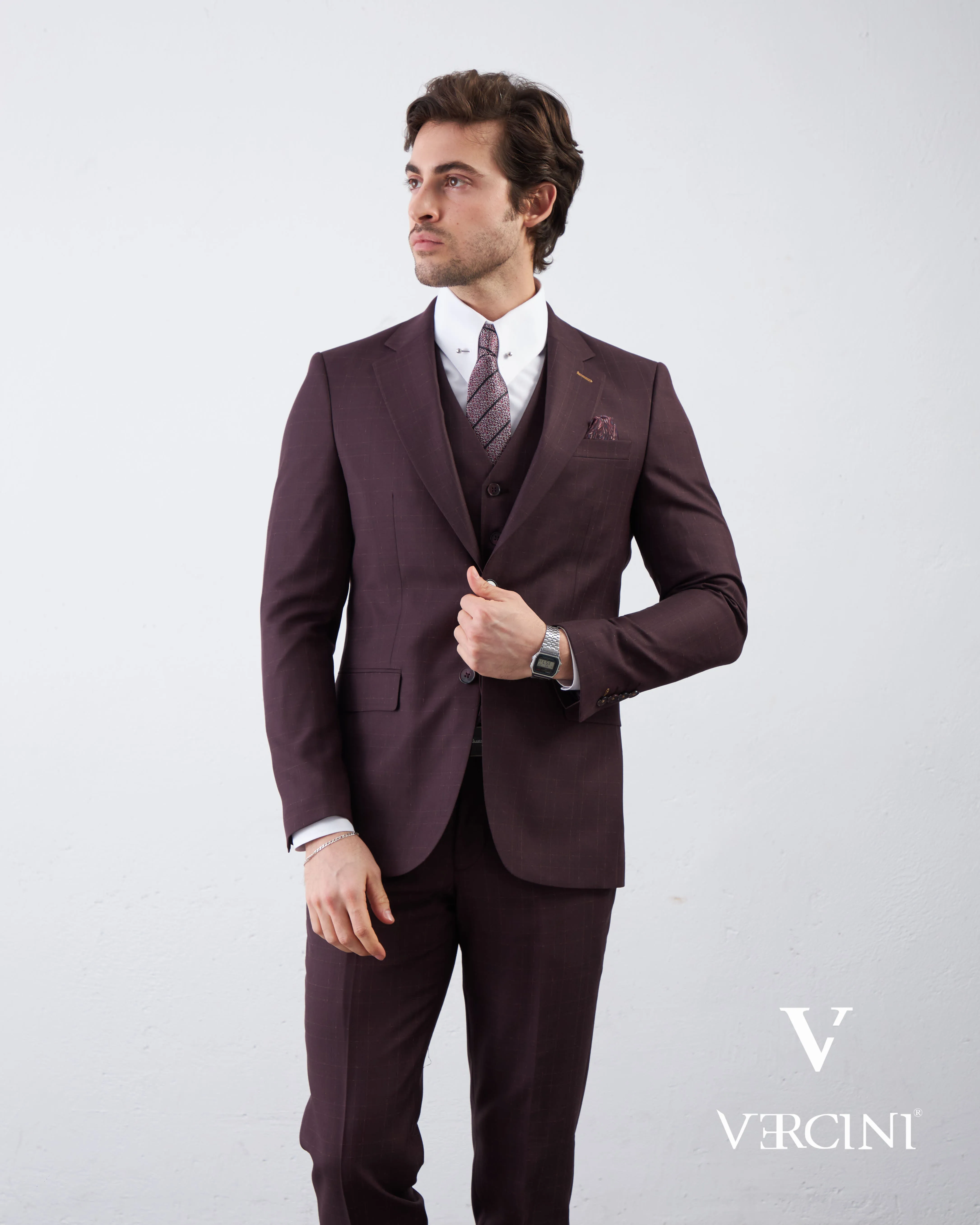 Graphite Gridlock Prestige Men's Suit By Vercini