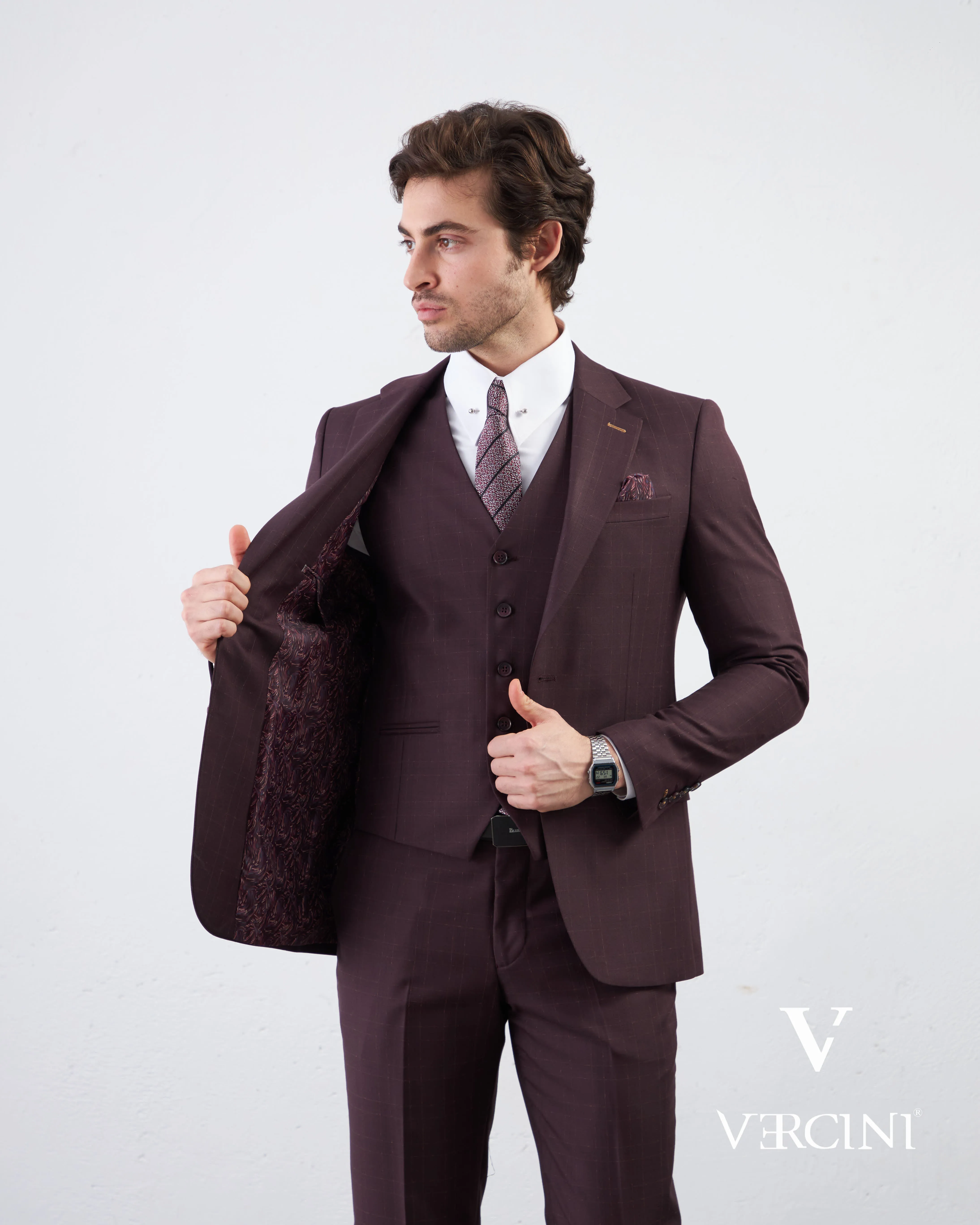 Graphite Gridlock Prestige Men's Suit By Vercini