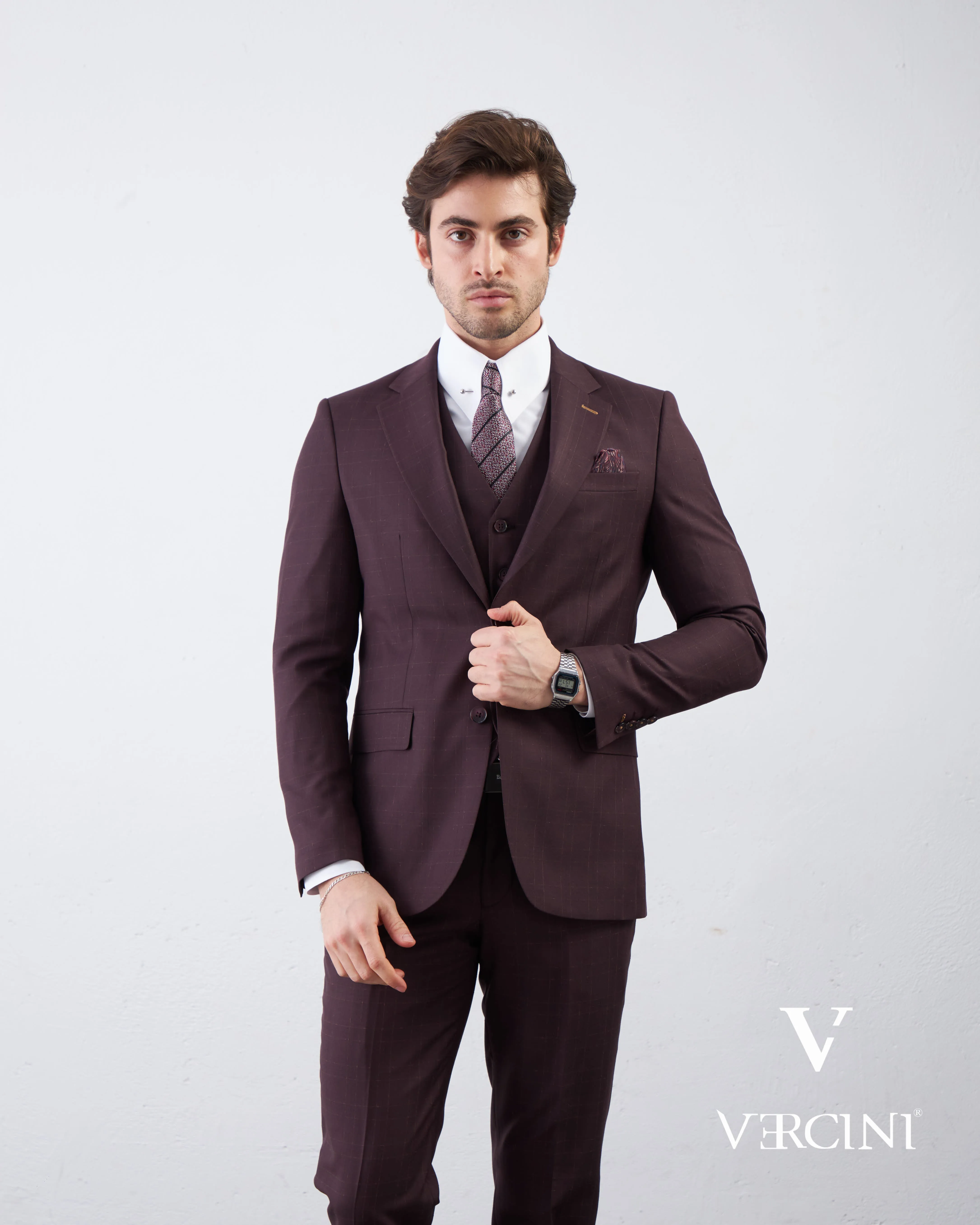 Graphite Gridlock Prestige Men's Suit By Vercini