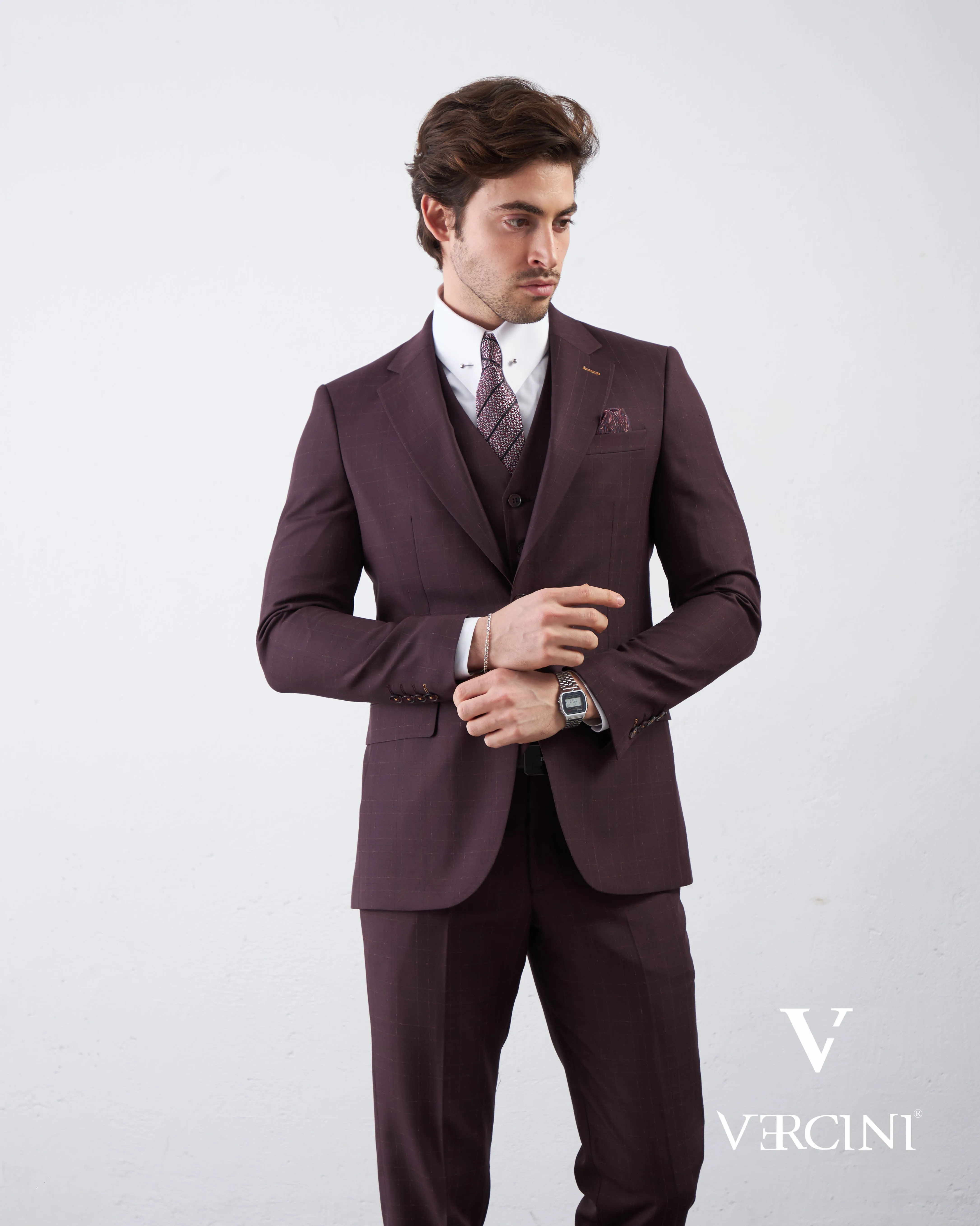 Graphite Gridlock Prestige Men's Suit By Vercini