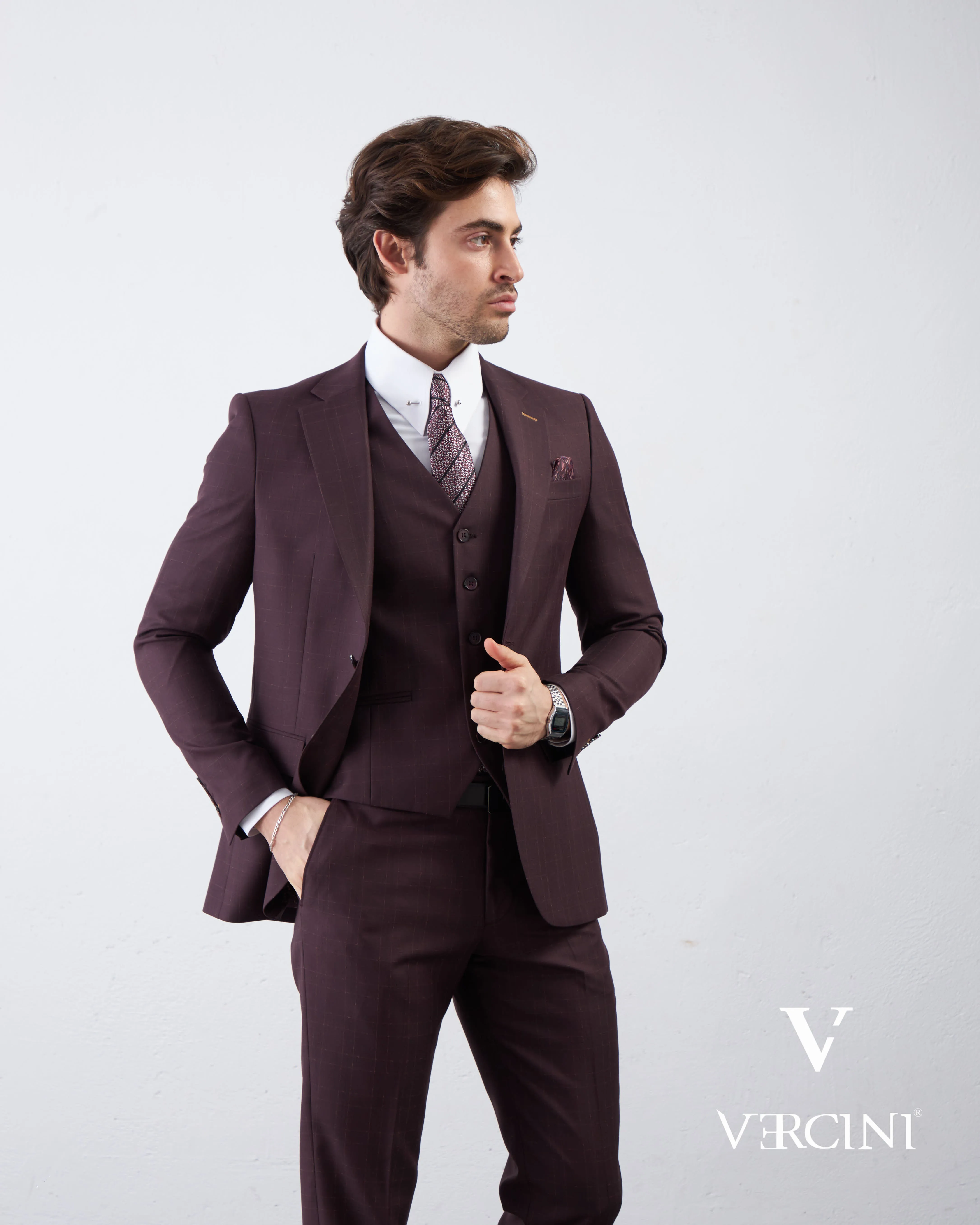 Graphite Gridlock Prestige Men's Suit By Vercini