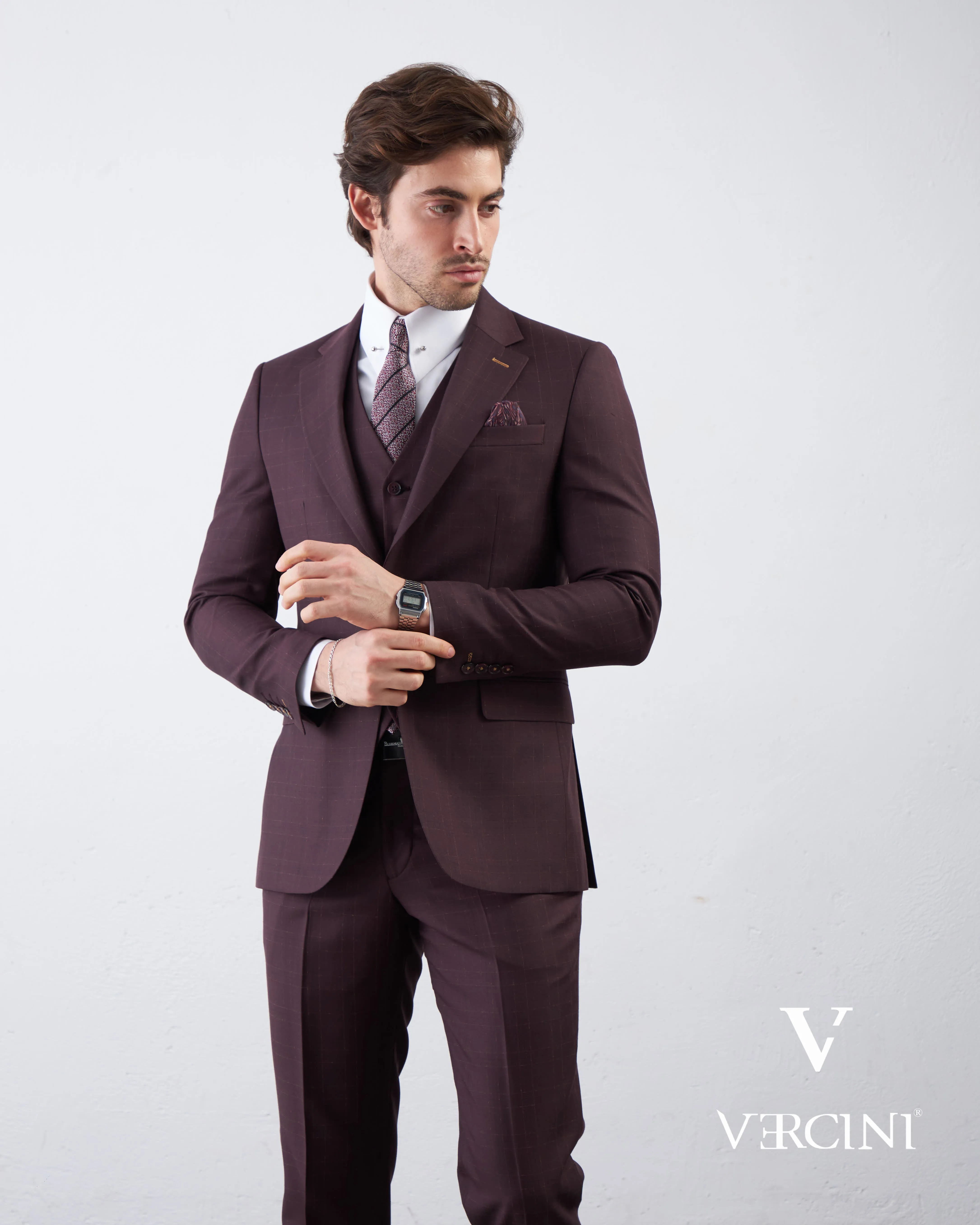 Graphite Gridlock Prestige Men's Suit By Vercini