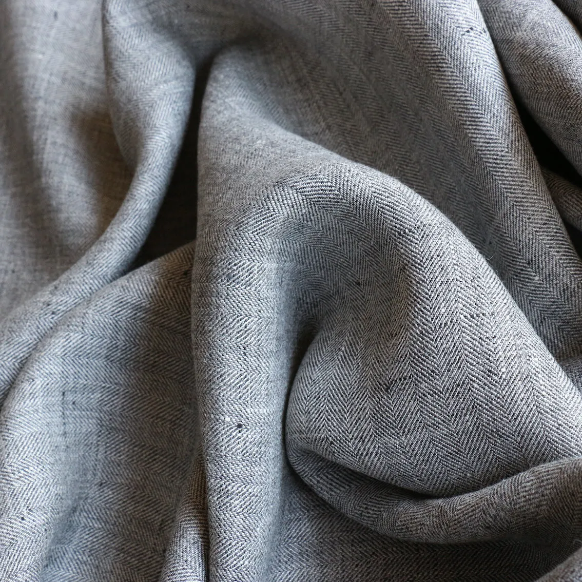 Grey Herringbone Linen