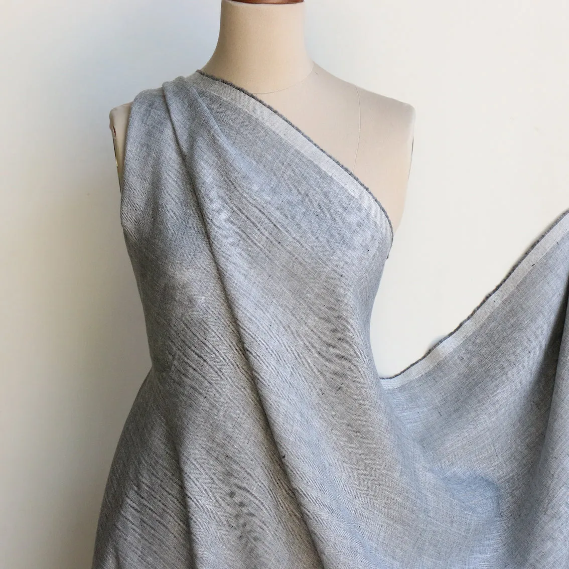 Grey Herringbone Linen