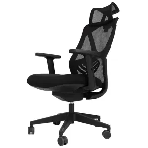 High-Back Adjustable Height And Tilt Mesh Office Chair With Headrest A905 BLACK