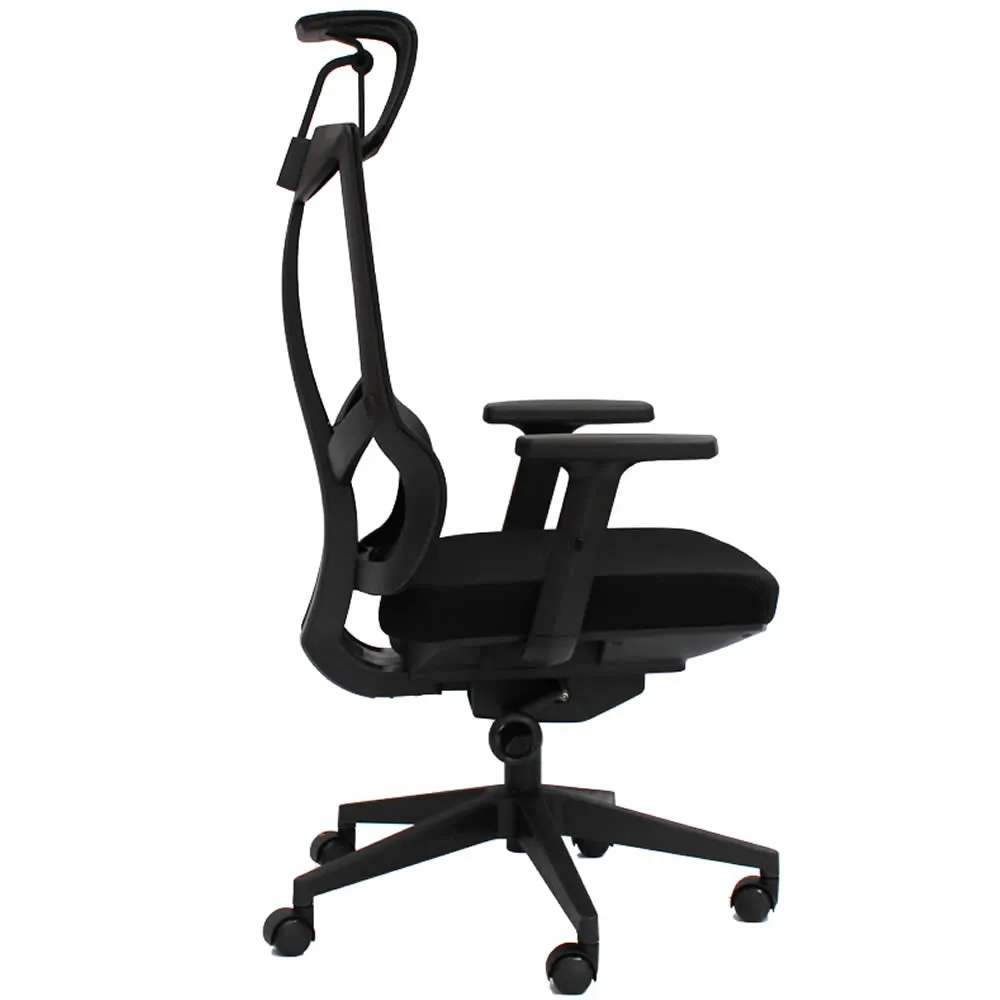 High-Back Adjustable Height And Tilt Mesh Office Chair With Headrest A905 BLACK