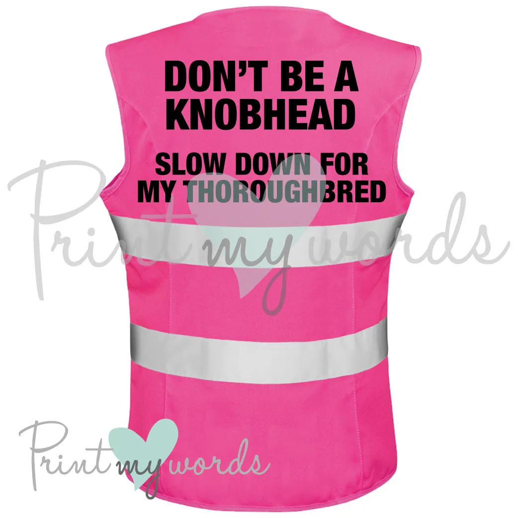 High Visibility Hi Vis Equestrian Reflective Vest Tabard Waistcoat SLOW DOWN FOR MY THOROUGHBRED