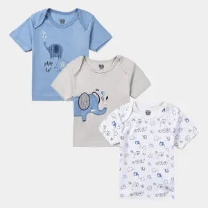 Infant Boys Cotton Interlock 3 Piece T-Shirt Set-mIX