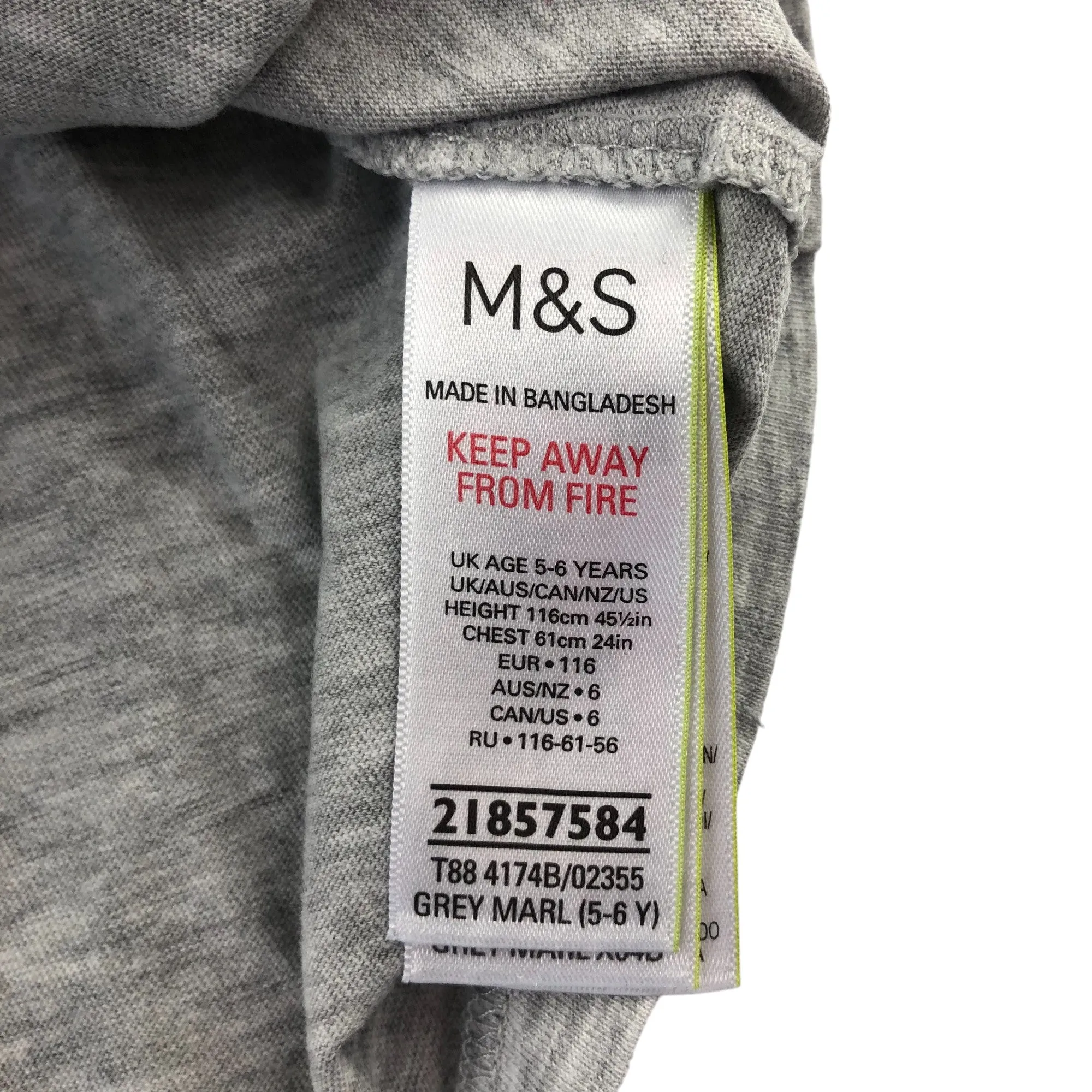 M&S t-shirt 5-6 years light grey scooter dinosaur long sleeve