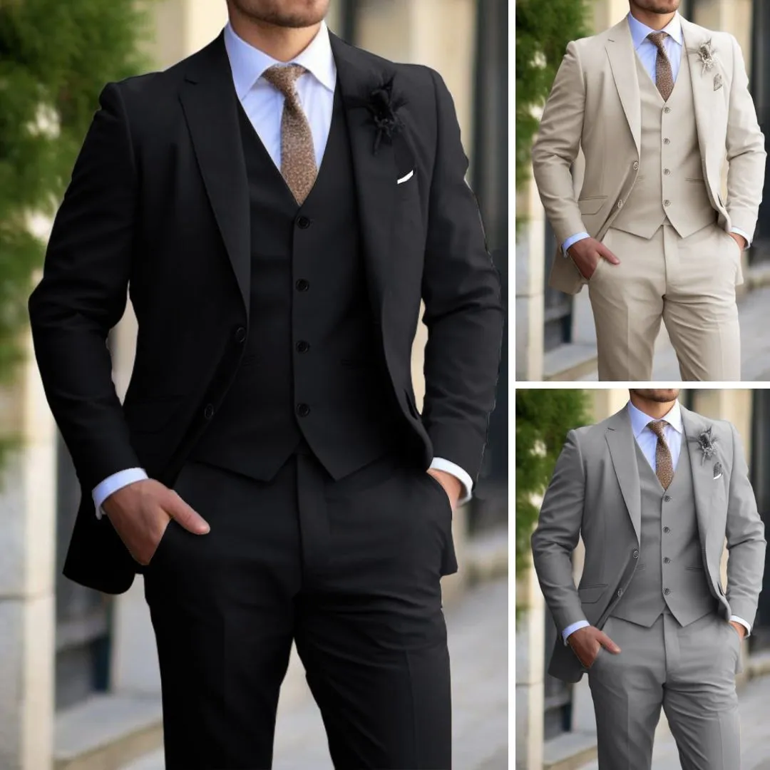 Men's Fashionable Casual Suit Suit Blazer Vest Pants Set Formal Wedding Tuxedos for Men Casual Clothing, lioness-love