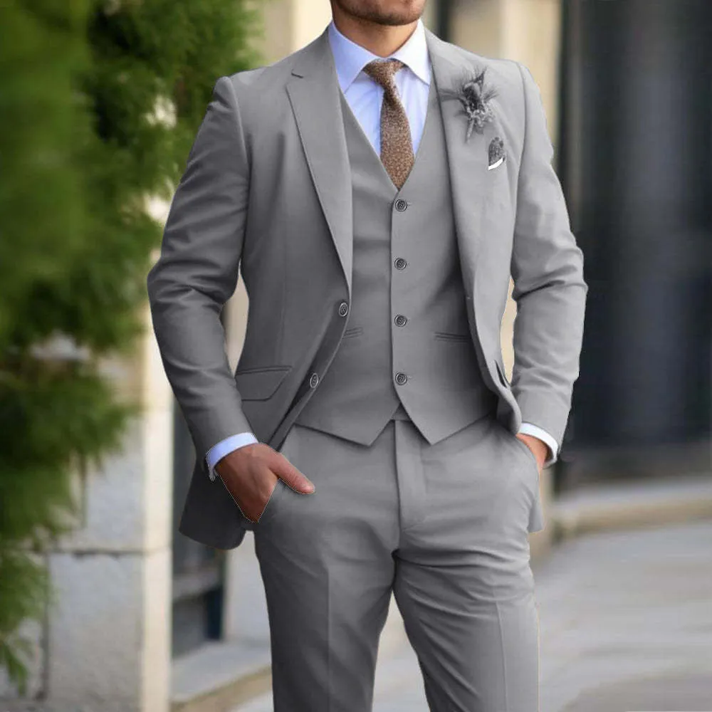 Men's Fashionable Casual Suit Suit Blazer Vest Pants Set Formal Wedding Tuxedos for Men Casual Clothing, lioness-love