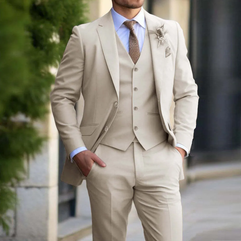 Men's Fashionable Casual Suit Suit Blazer Vest Pants Set Formal Wedding Tuxedos for Men Casual Clothing, lioness-love