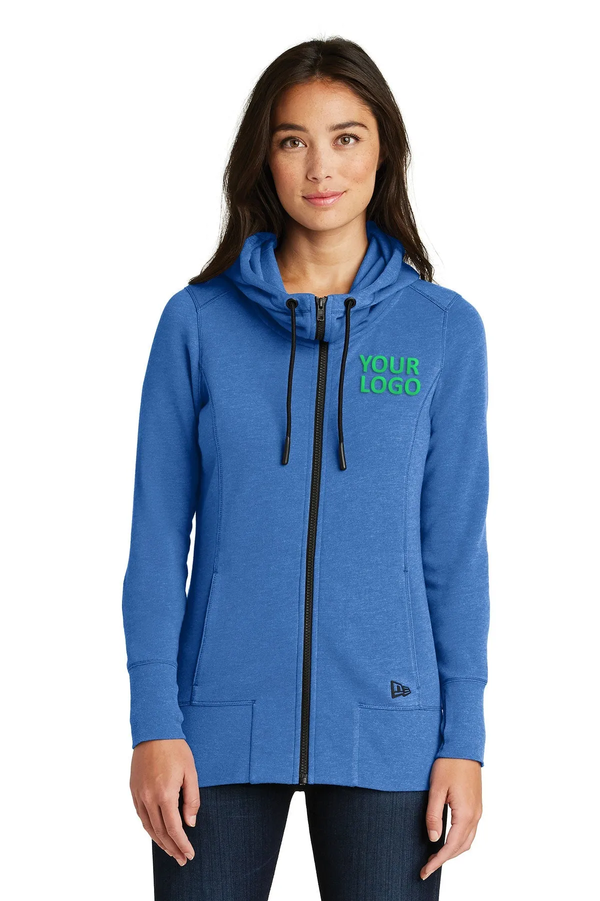 New Era Ladies Tri Blend Fleece Custom Zip Hoodies, Royal Heather