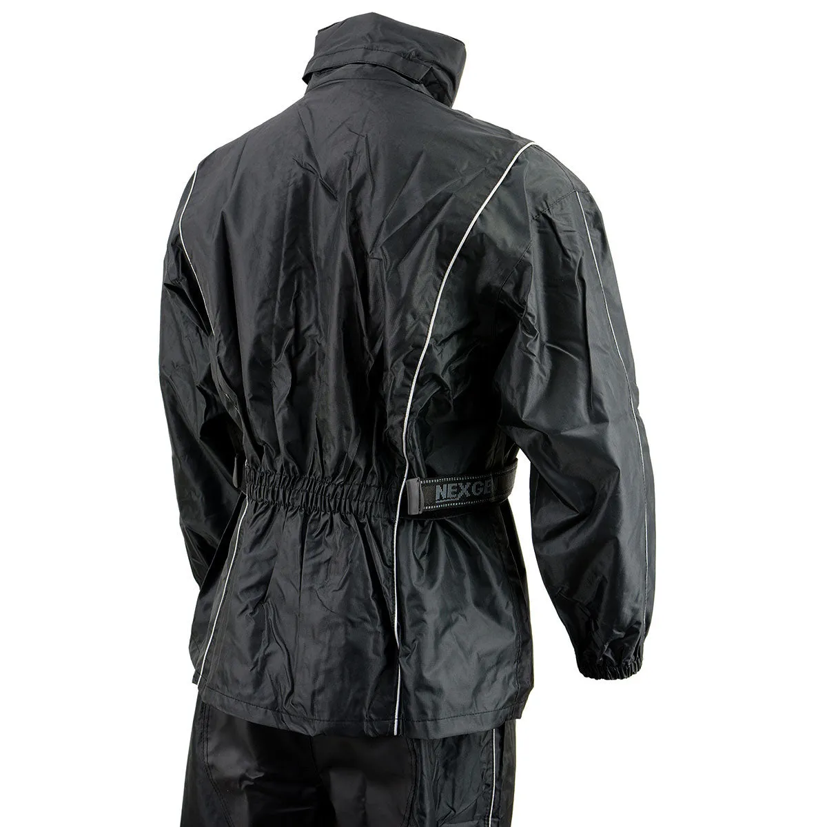 NexGen SH2225 Men's Black Waterproof Rain Suit with Reflective Piping