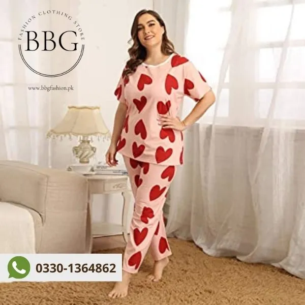 Pink Heart Woman Pajama Set