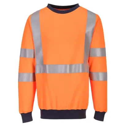 Portwest Inherent Flame Resistant Orange Rail RIS 3279 Modaflamecrylic Sweatshirt-FR703