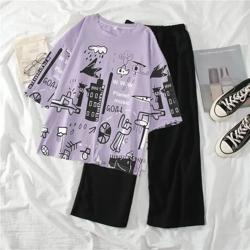 Purple Funky Style T-Shirt & Trouser