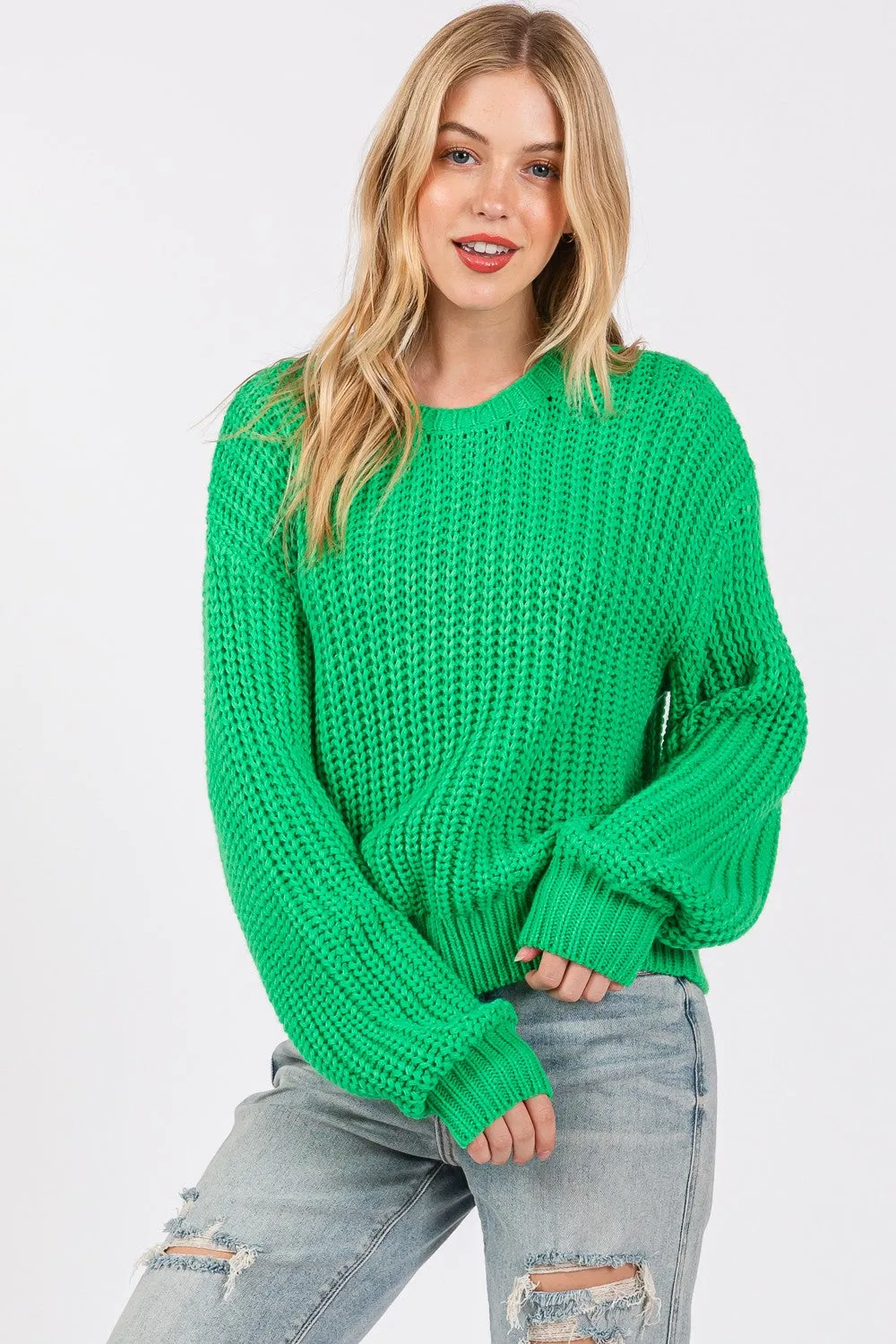 SAGE   FIG Round Neck Drop Shoulder Sweater