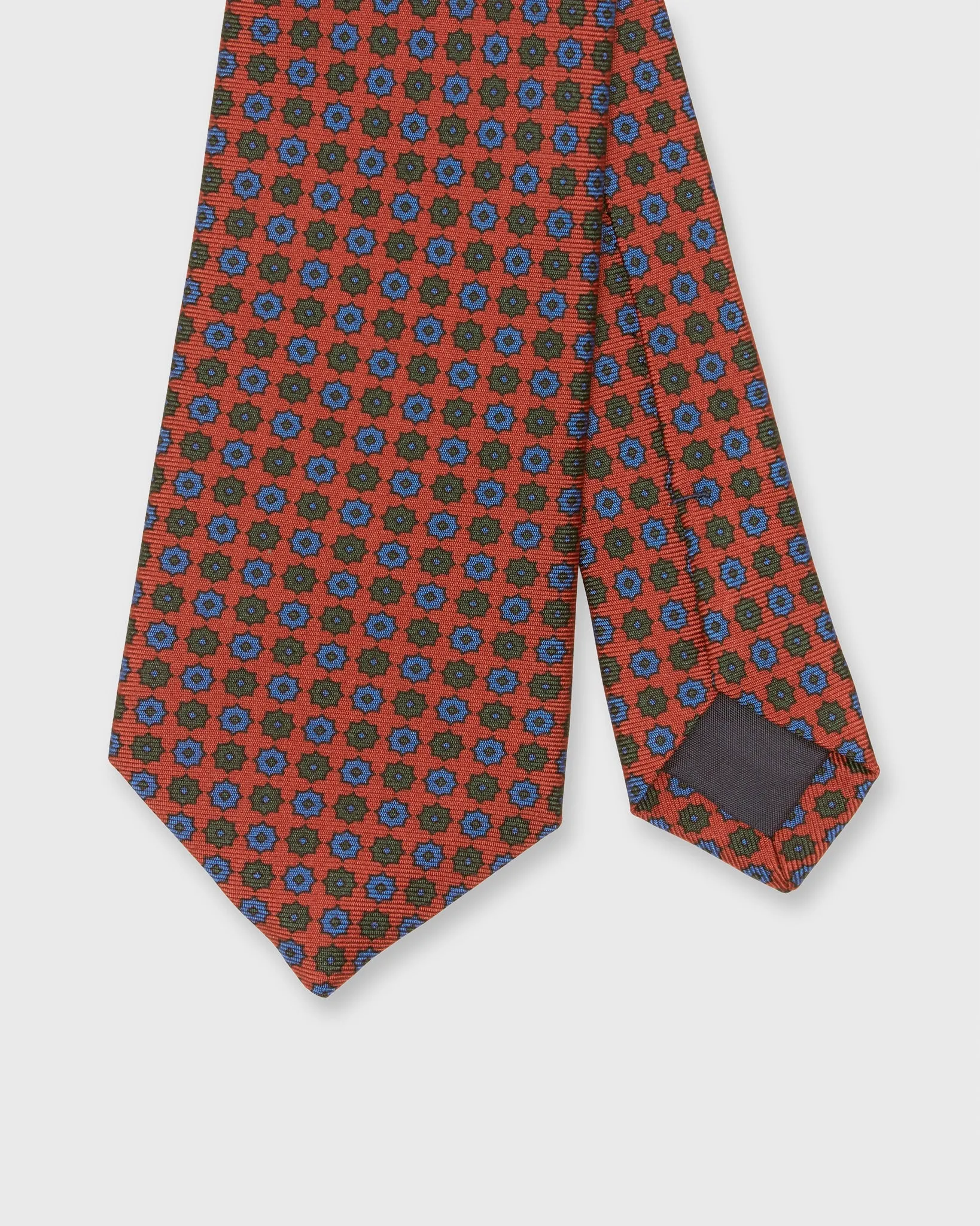 Silk Print Tie in Orange/Forest/Sky Flower